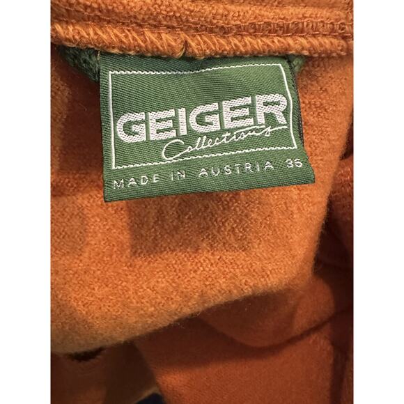 Geiger Austria Boiled Wool Coat Cardigan Jacket Hooded Button Orange Size 36 - Picture 11 of 16